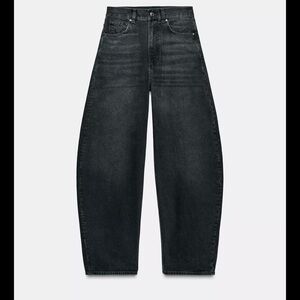 ZARA ZW COLLECTION Barrel High Waist Jeans – Black – Size 12 (EU 31)